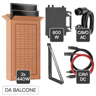 Sossen Kit da Balcone 2 Pannelli Solari + Microinverter CEI 0-21