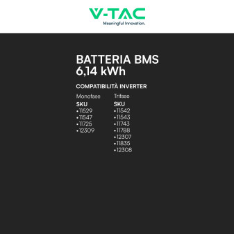 Accumulatore 6,14kWh LiFePO4 BMS Fotovoltaico CEI 0-21 V-Tac