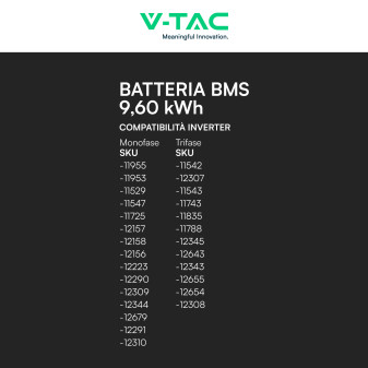 Accumulatore 9,60kWh LiFePO4 BMS Fotovoltaico CEI 0-21 V-Tac