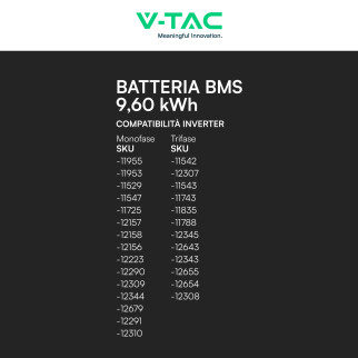 Accumulatore 9,60kWh LiFePO4 BMS Fotovoltaico CEI 0-21 V-Tac