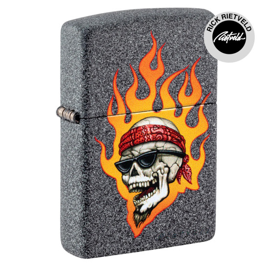 Accendino Zippo mod. 46933 Rick Rietveld Flaming Skull Design