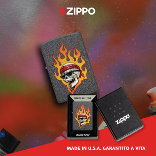 Accendino Zippo mod. 46933 Rick Rietveld Flaming Skull Design