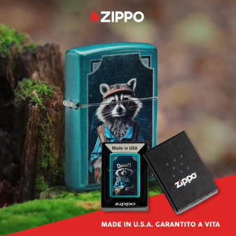 Accendino Zippo Raccoon Hiker Design mod. 47130