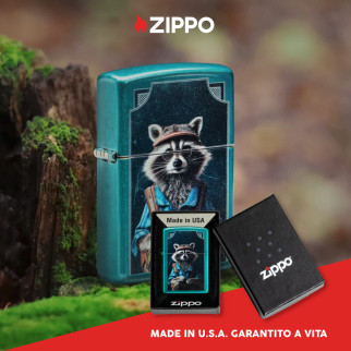 Accendino Zippo Raccoon Hiker Design mod. 47130