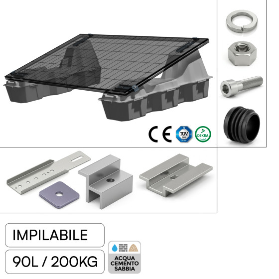 Zavorra di Supporto per Pannelli Fotovoltaici in HDPE - 90L/200KG