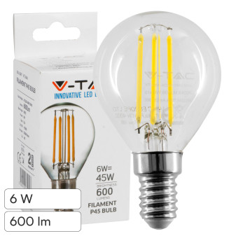 Lampadina LED E14 6W MiniGlobo P45 Filament VT-2466 V-Tac