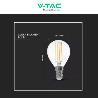 Lampadina LED E14 6W MiniGlobo P45 Filament VT-2466 V-Tac