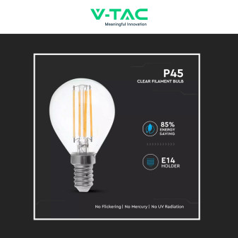 Lampadina LED E14 6W MiniGlobo P45 Filament VT-2466 V-Tac