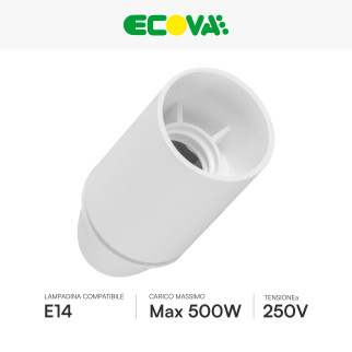 Ecova Portalampada E14 in Plastica Liscia Colore Bianco