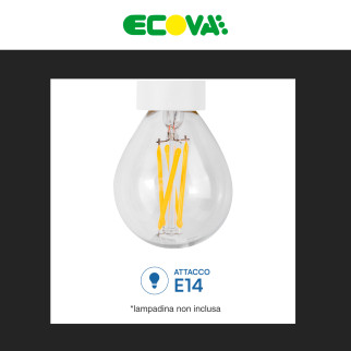 Ecova Portalampada E14 in Plastica Liscia Colore Bianco