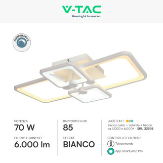 V-Tac VT-7718 Plafoniera LED a Superficie 70W SMD CCT