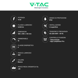 V-Tac VT-7718 Plafoniera LED a Superficie 70W SMD CCT