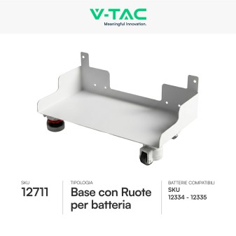 V-Tac Base con Ruote per Batteria IP20 Colore Bianco - SKU 12711