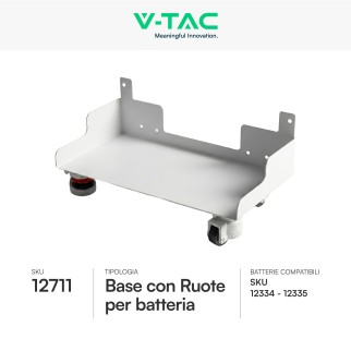 V-Tac Base con Ruote per Batteria IP20 Colore Bianco - SKU 12711