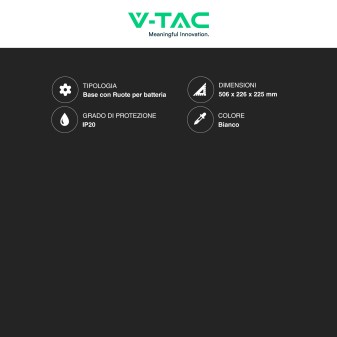 V-Tac Base con Ruote per Batteria IP20 Colore Bianco - SKU 12711