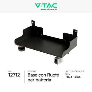 V-Tac Base con Ruote per Batteria IP20 Colore Nero - SKU 12712
