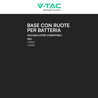 V-Tac Base con Ruote per Batteria IP20 Colore Nero - SKU 12712