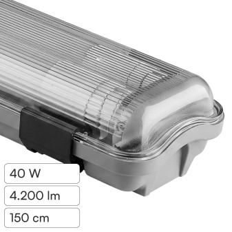 V-Tac VT-15022 Porta Tubi LED IP65 per 2 Tubi T8 G13 da 120cm