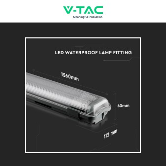 V-Tac VT-15022 Porta Tubi LED IP65 per 2 Tubi T8 G13 da 120cm