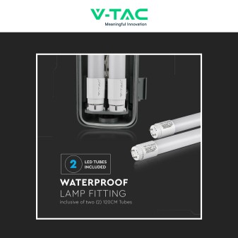 V-Tac VT-15022 Porta Tubi LED IP65 per 2 Tubi T8 G13 da 120cm
