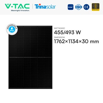 V-Tac Pannelli Fotovoltaici 455W STC 493W BNPI TopCon IP68
