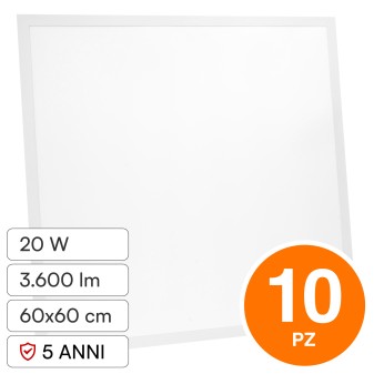 V-Tac VT-61020 10 Pannelli LED Quadrati 60x60 20W SMD a Incasso