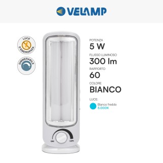 Lampada LED 12W Portatile Luce Emergenza Ricaricabile Velamp