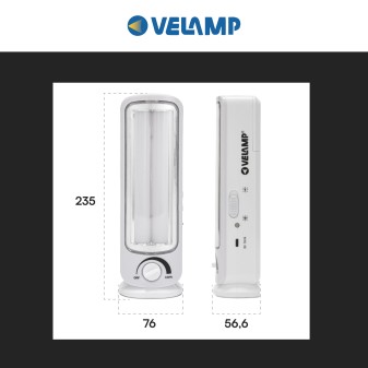 Lampada LED 12W Portatile Luce Emergenza Ricaricabile Velamp