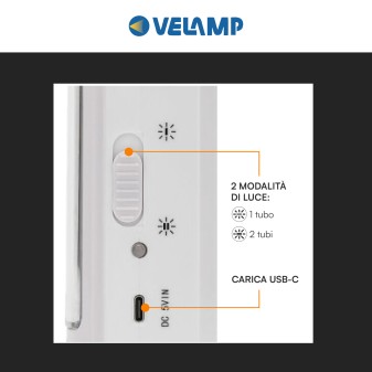 Lampada LED 12W Portatile Luce Emergenza Ricaricabile Velamp