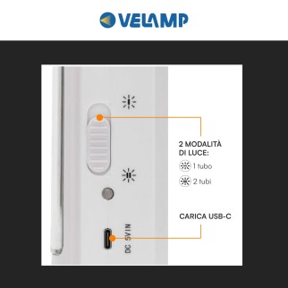 Lampada LED 12W Portatile Luce Emergenza Ricaricabile Velamp