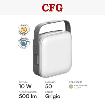 CFG Lampada LED Portatile con Luce di Emergenza 10W SMD
