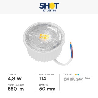 Bot Lighting Modulo LED Slim 4,8W SMD Ø50 CCT 3in1 Portafaretti GU10