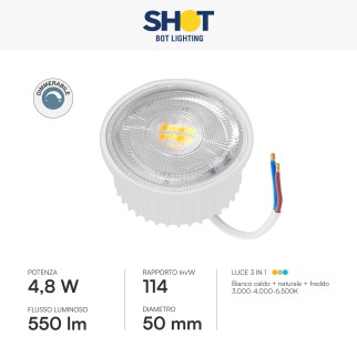 Bot Lighting Modulo LED Slim 4,8W SMD Ø50 CCT 3in1 Dimmerabile