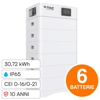 V-Tac Kit 6 Batterie BMS Stack LiFePO4 Fotovoltaico CEI 0-21 0-16