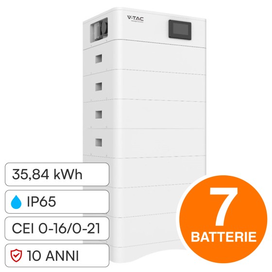 V-Tac Kit 7 Batterie BMS Stack LiFePO4 Fotovoltaico CEI 0-21 0-16