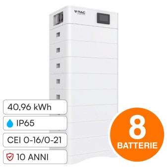 V-Tac Kit 8 Batterie BMS Stack LiFePO4 Fotovoltaico CEI 0-21 0-16