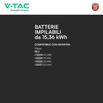 V-Tac Kit 3 Batterie BMS Stack LiFePO4 CEI 0-21 e 0-16