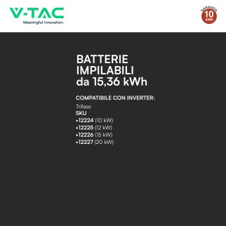 V-Tac Kit 3 Batterie BMS Stack LiFePO4 CEI 0-21 e 0-16