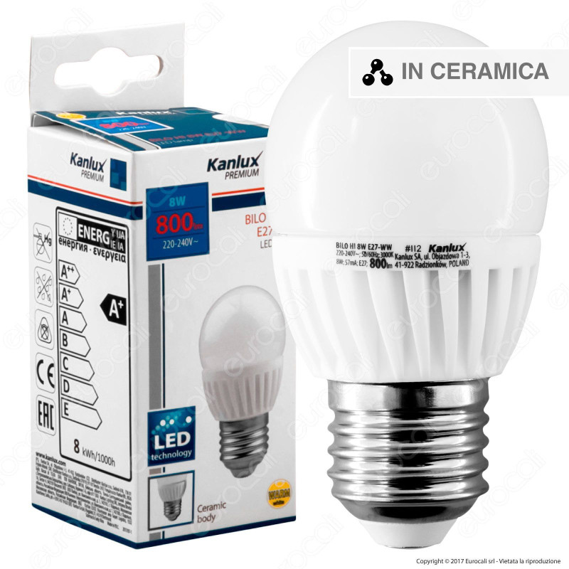 Kanlux BILO HI Lampadina LED E27 8W MiniGlobo G45 - mod.26764 / 26765