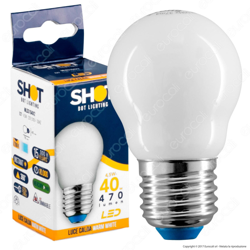 Bot Lighting Lampadina LED E27 4,5W MiniGlobo G45 Milky Filamento -