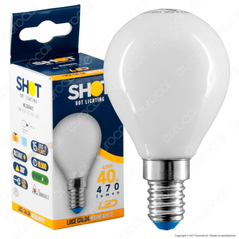 Bot Lighting Lampadina LED E14 4,5W MiniGlobo P45 Milky Filamento -