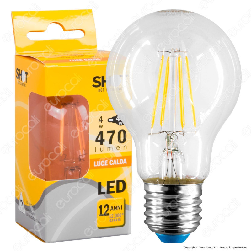 Bot Lighting Shot Lampadina LED E27 4W Bulb A60 Filamento - mod.