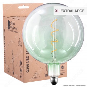 Daylight Lampadina E27 Filamento LED a Spirale 5W Globo G200 con