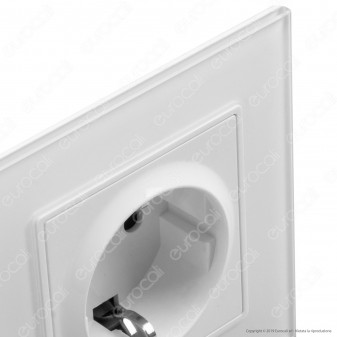 V-Tac VT-5811 Presa a Incasso Doppia Schuko Colore Bianco Rivestimento in Vetro - SKU 8402