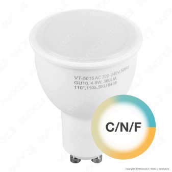 V-Tac Smart VT-5015 Lampadina LED Wi-Fi GU10 Faretto 4,5W Tricolor