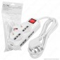 V-Tac Multipresa 6 Posti Salvaspazio Colore Bianco con Interruttore Luminoso - SKU 8734