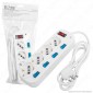 V-Tac Multipresa 4 Posti Colore Bianco con Interruttori Singoli e Generale e Protezione - SKU 8737