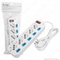V-Tac Multipresa 5 Posti Colore Bianco con Interruttori Singoli e Generale e Protezione Ripristinabile - SKU 8738