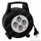 V-Tac Prolunga Avvolgicavo Spina 16A e 4 Prese 10/16A Bipasso/Schuko Colore Nero 10 metri - SKU 8701