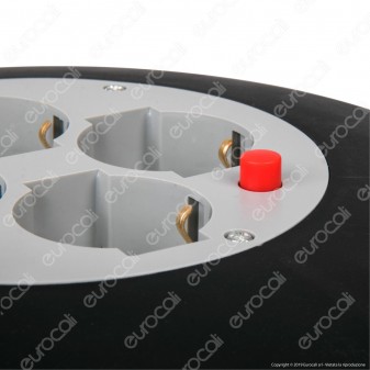 V-Tac Prolunga Avvolgicavo Spina 16A e 4 Prese 10/16A Bipasso/Schuko Colore Nero 15 metri - SKU 8702